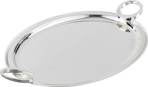 AlSaif Gallery 3-Piece Steel Tray set, Round Handle - Silver product image 2