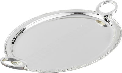 AlSaif Gallery 3-Piece Steel Tray set, Round Handle - Silver product image 2