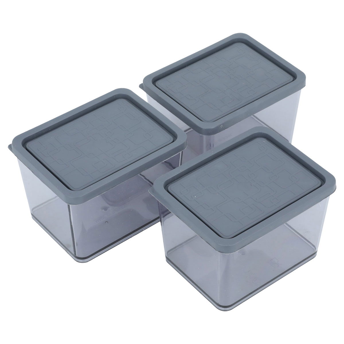 طقم علب تخزين بلاستيك السيف غاليري، بغطاء، 3 قطع - رمادي product image 1