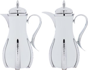 Al Saif Gallery Sana thermos set, 1 liter, thermal glass inner container, steel outer shell - white product image 2