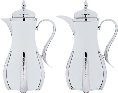 Al Saif Gallery Sana thermos set, 1 liter, thermal glass inner container, steel outer shell - white product image 2