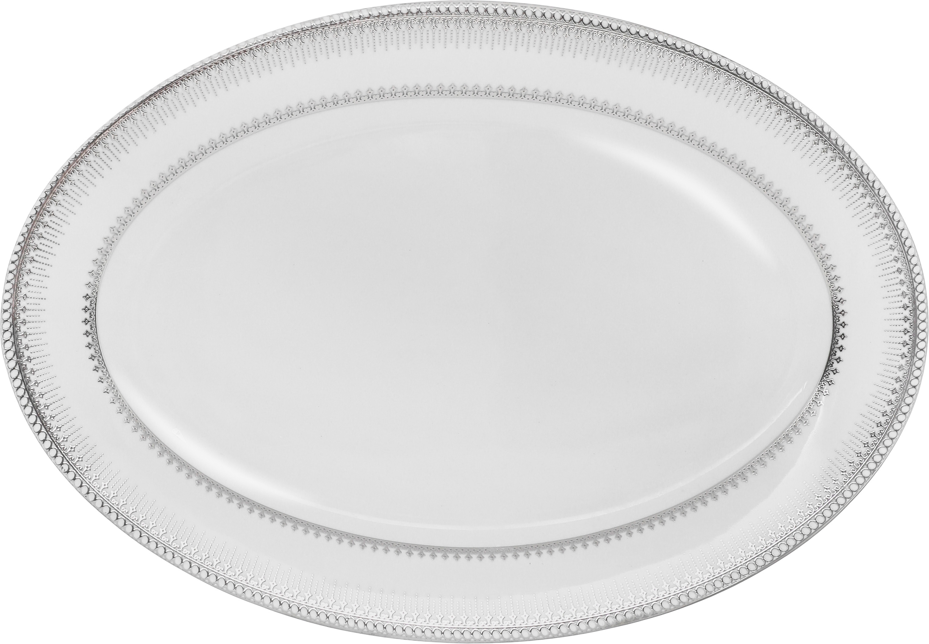 طقم سفرة بورسلان ريدج، 110 قطعة - ابيض فضي product image 12