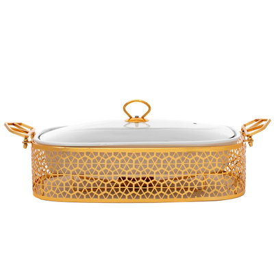 Al Saif Gallery Porcelain Food Heater, 16 inch- Gold product image 1