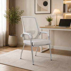 كرسي مكتب معدن وبلاستيك، 110×60×50 سم - رمادي فاتح product image