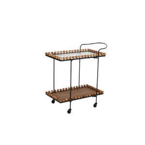 عربة تقديم الطعام معدن و خشب، 85×40×70 سم، 2 رف، عجلات دوارة 360 - بني غامق product image 2