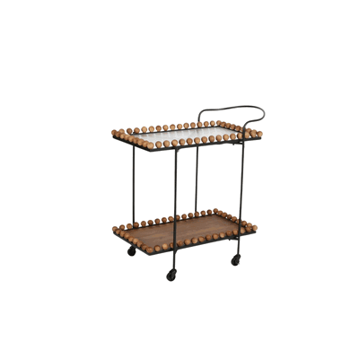 Metal And Wood Serving Trolley, 85×40×70 Cm, 2 Shelves, 360 Swivel Casters - Dark Brown product image 2