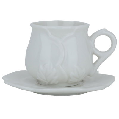 كوب قهوة مع صحن بورسلان السيف غاليري، قطعتين - ابيض product image 1