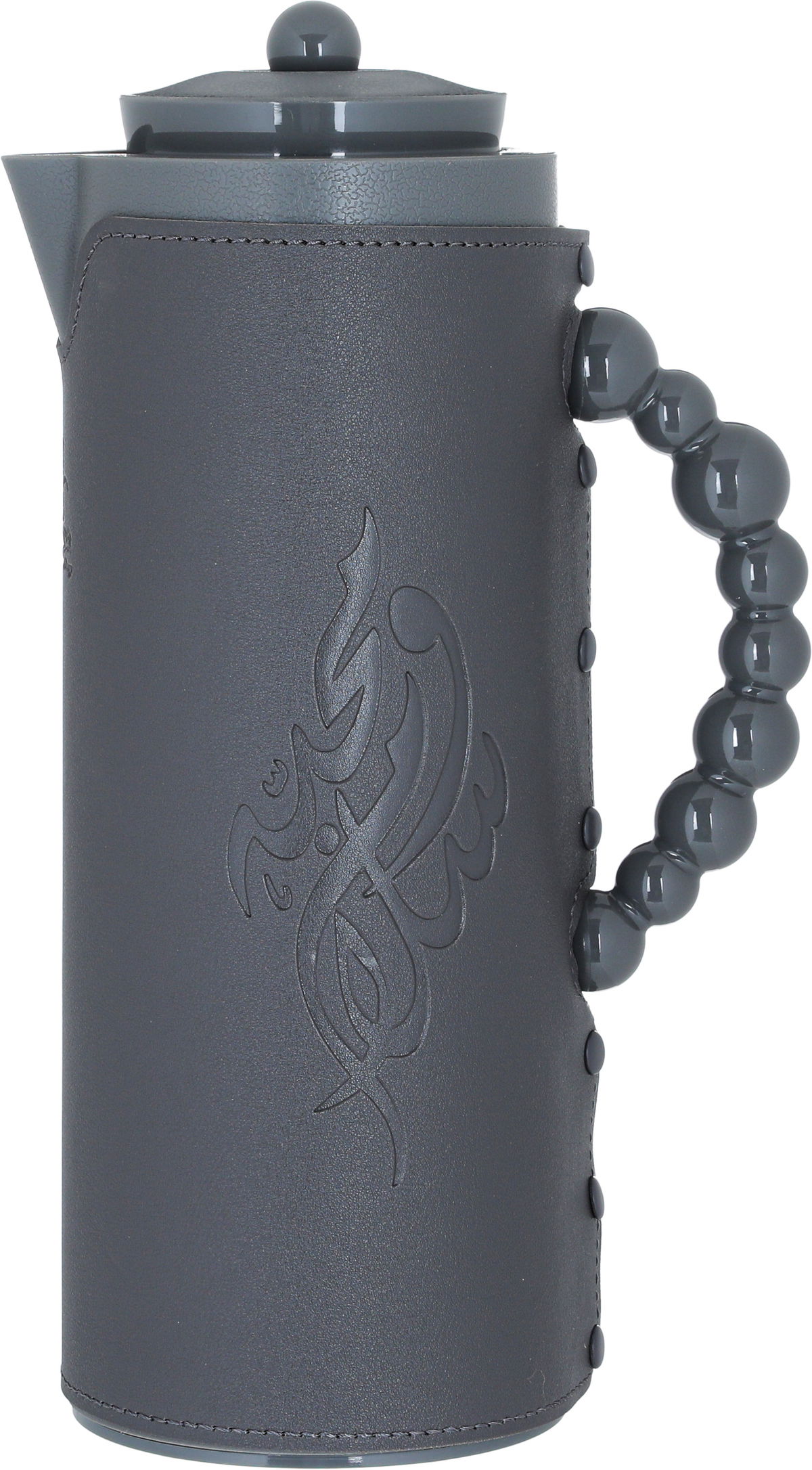 Al Saif Gallery Royal 7 glass thermos, 1 liter, plastic outer shell with leather cover - gray product image 1