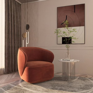 Modern Swedish wood chair, 80x82x78 cm, velvet fabric - dark cashmere product image