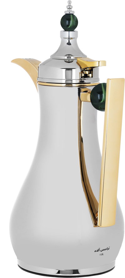 Al Saif Gallery Alaa thermos set, 1/0.75 liter, two pieces, thermal glass inner container, steel outer shell - silver product image 6