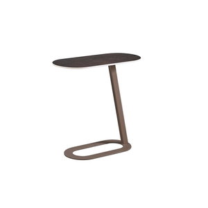 Modern ceramic and steel side table, 60 x 30 x 60 cm - Brown product image 2