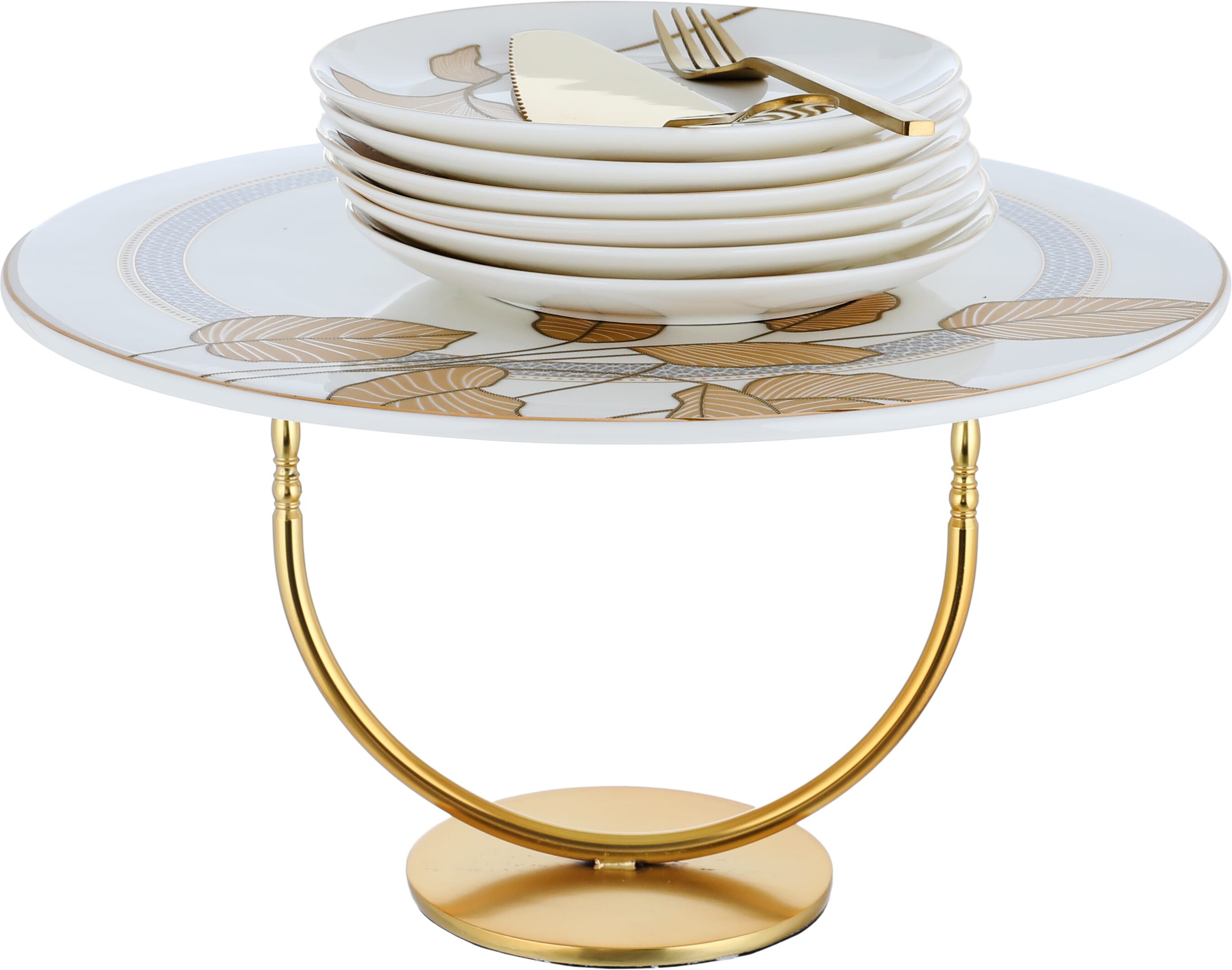 طقم تقديم كيك بورسلان السيف غاليري، 14 قطعة - أبيض product image 1