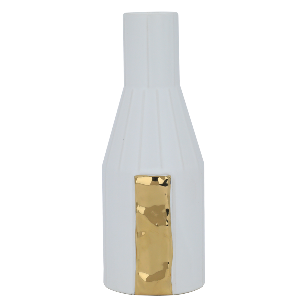 فازة ديكور بورسلان رواد العائلة، 8.5×8.5×23.8 سم، دائري - أبيض ذهبي product image 2