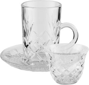 طقم بيالات و فناجين زجاج البيت الذهبي، 36 قطعة - شفاف product image