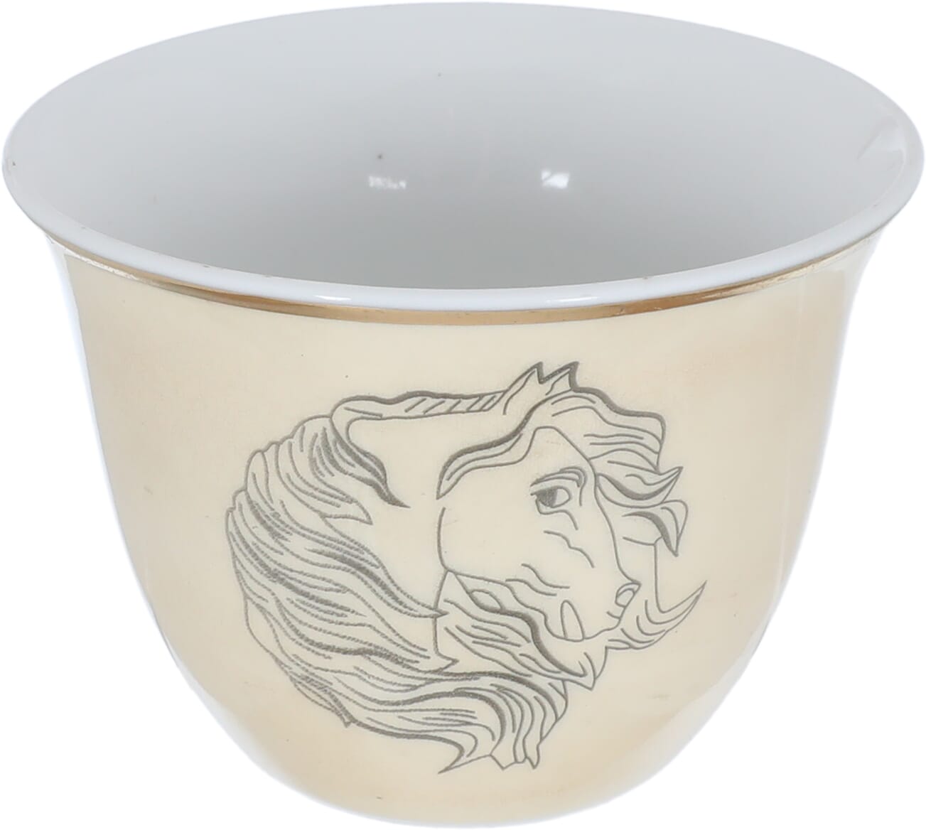 Al Saif Gallery Arabic coffee cups set, 12 pieces, 90 ml, black horse head pattern - beige product image 2
