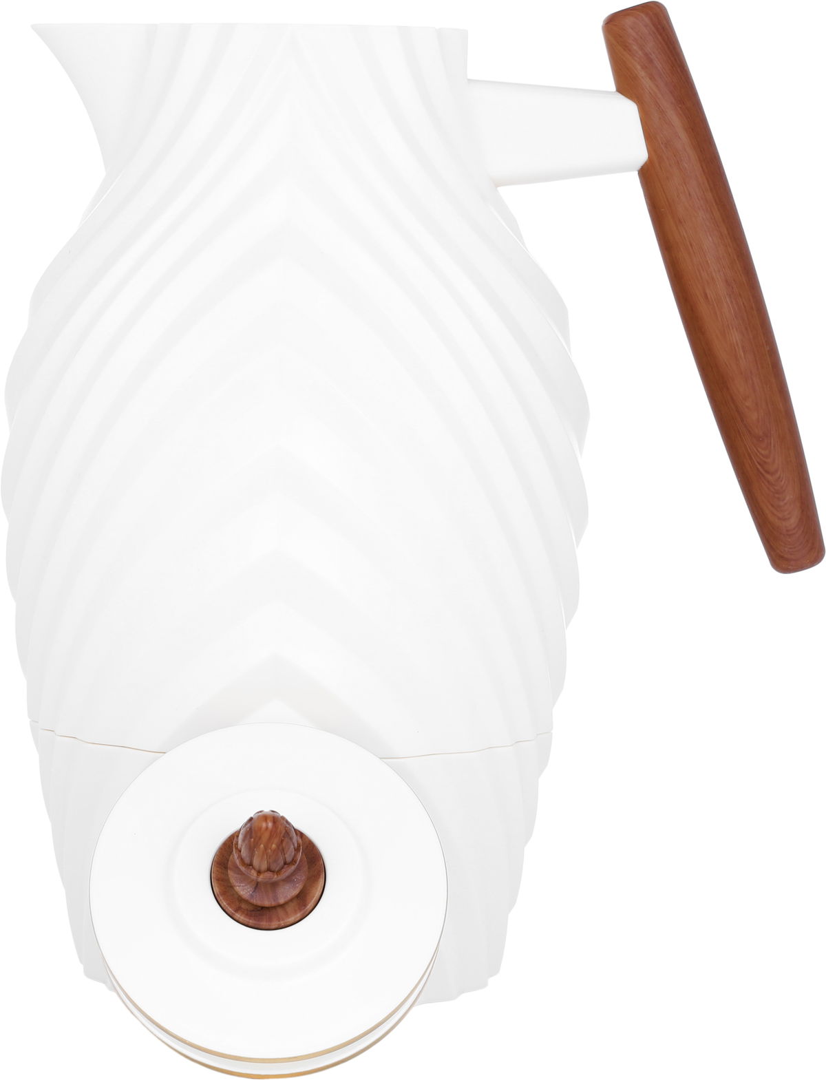 Everest Noora thermos, wooden handle, 1 liter, thermal glass inner container, plastic outer shell - white product image 3