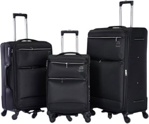 طقم شنط سفر قماش ليمرا، 3 مقاسات، 4 عجلات، حركة بزاوية 360 درجة، LMA-1003-3 - اسود product image