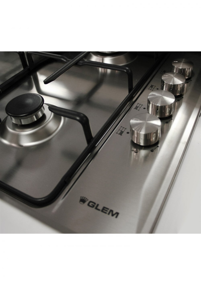 موقد بلت ان جليم غاز، 60 سم، 4 شعلات غاز، مفاتيح جانبية، صمام أمان كامل، GTL64IX - فضي product image 3