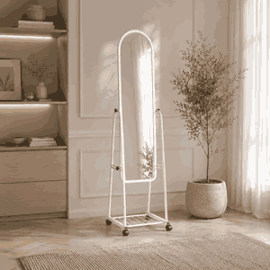 مراية ستاند زجاج، 158×48 سم، ستاند معدن - ابيض product image