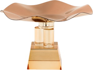 ستاند تقديم ستانلس استيل السيف غاليري، 17x17x10 سم، قاعدة مربع زجاج، مموج - نحاسي product image