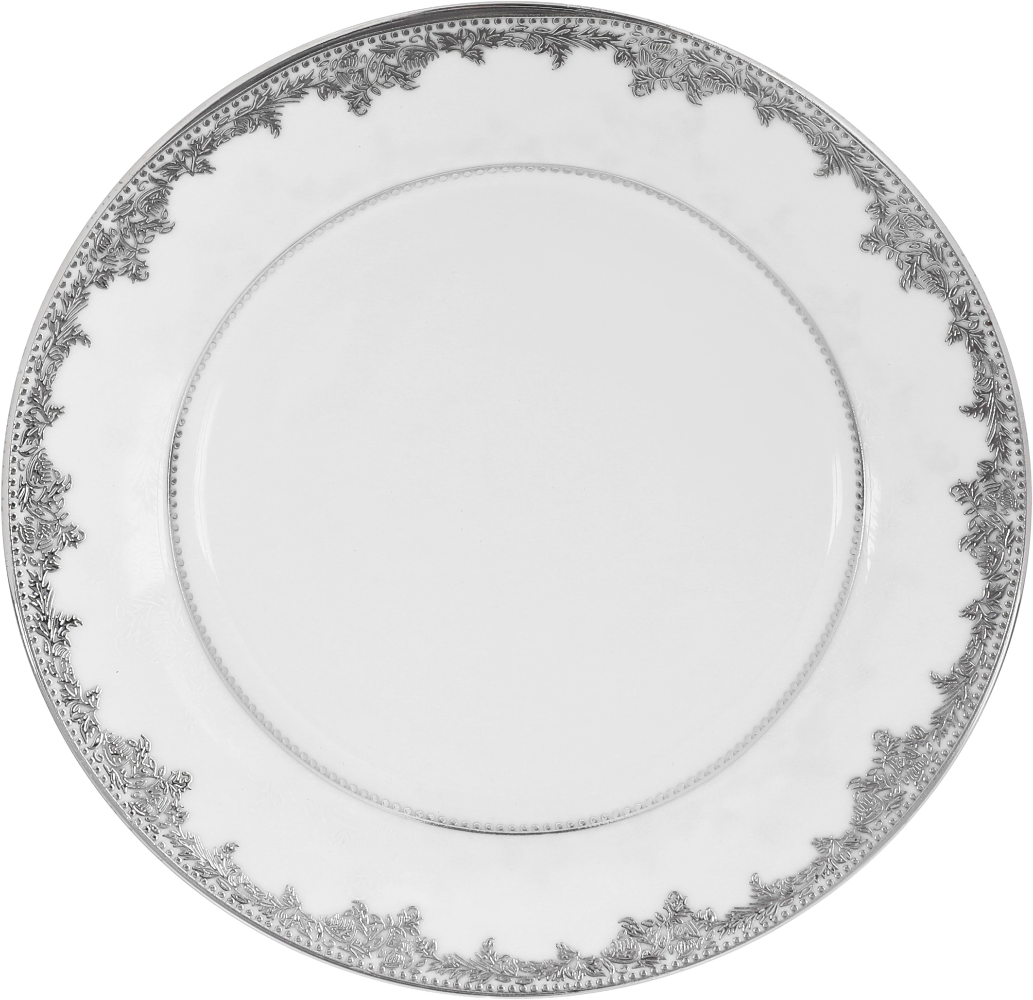 طقم سفرة بورسلان ريدج، 110 قطعة - ابيض فضي product image 12