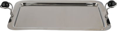 Al Saif Gallery Stainless Steel Serving Tray, 48X30X3 Cm, Black/Silver Ball Handle product image 1