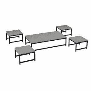 طقم طاولات خشب MDF و معدن، 5 قطع - رمادى product image 2