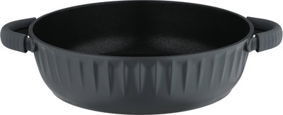 Robust aluminum saucepan, 28 cm, plastic handle, glass lid, Teflon interior - dark gray product image 4