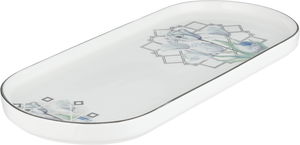 صحن تقديم حلا بورسلان السيف غاليري، نقش وردة سماوي، 36x16x2 سم - متعدد الالوان product image 2