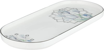 Al Saif Gallery Porcelain Dessert Serving Dish, Sky Blue Rose Design, 36x16x2 cm - Multicolor product image 2