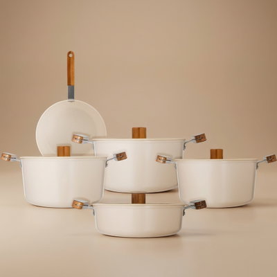 طقم قدور طهي سيراميك تورنادو، 9 قطع - بيج product image 1