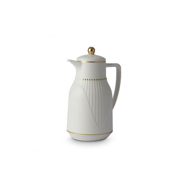 ترمس الراين، 1 لتر، حافظة داخلية زجاج حراري، هيكل خارجي بلاستيك - ابيض product image