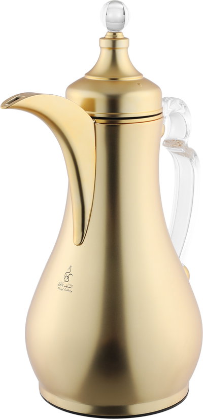 Al Saif Gallery Asalah Thermos Set, 2 pieces, 1/1 liter, glass interior, transparent handle, push-button - gold product image 5