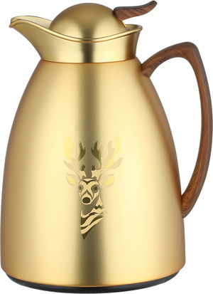 طقم ترامس سيف بلص، 0.7 / 1 لتر، خامة داخلية زجاج، غطاء ضغاط - ذهبي خشبي product image 2