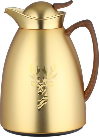 طقم ترامس سيف بلص، 0.7 / 1 لتر، خامة داخلية زجاج، غطاء ضغاط - ذهبي خشبي product image 2