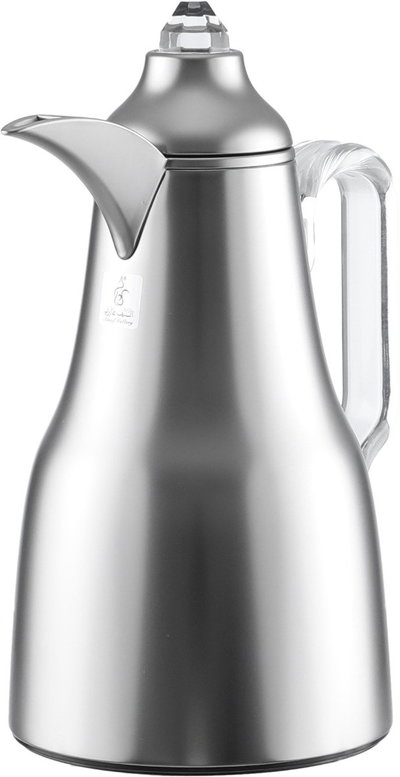 Al Saif Gallery Abq Thermos Set, 1/0.7 Liter, Glass Inner Material, 3 Pieces, Tofriya, Transparent Handle - Transparent Silver product image 4
