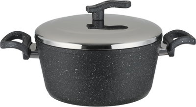 طقم قدور جرانيت مستر كوك، 18 قطعة، غطاء ستانلس ستيل - رمادي غامق product image 4
