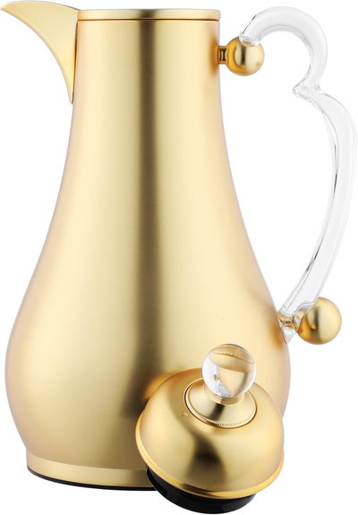Al Saif Gallery Asalah Thermos Set, 2 pieces, 1/1 liter, glass interior, transparent handle, push-button - gold product image 10