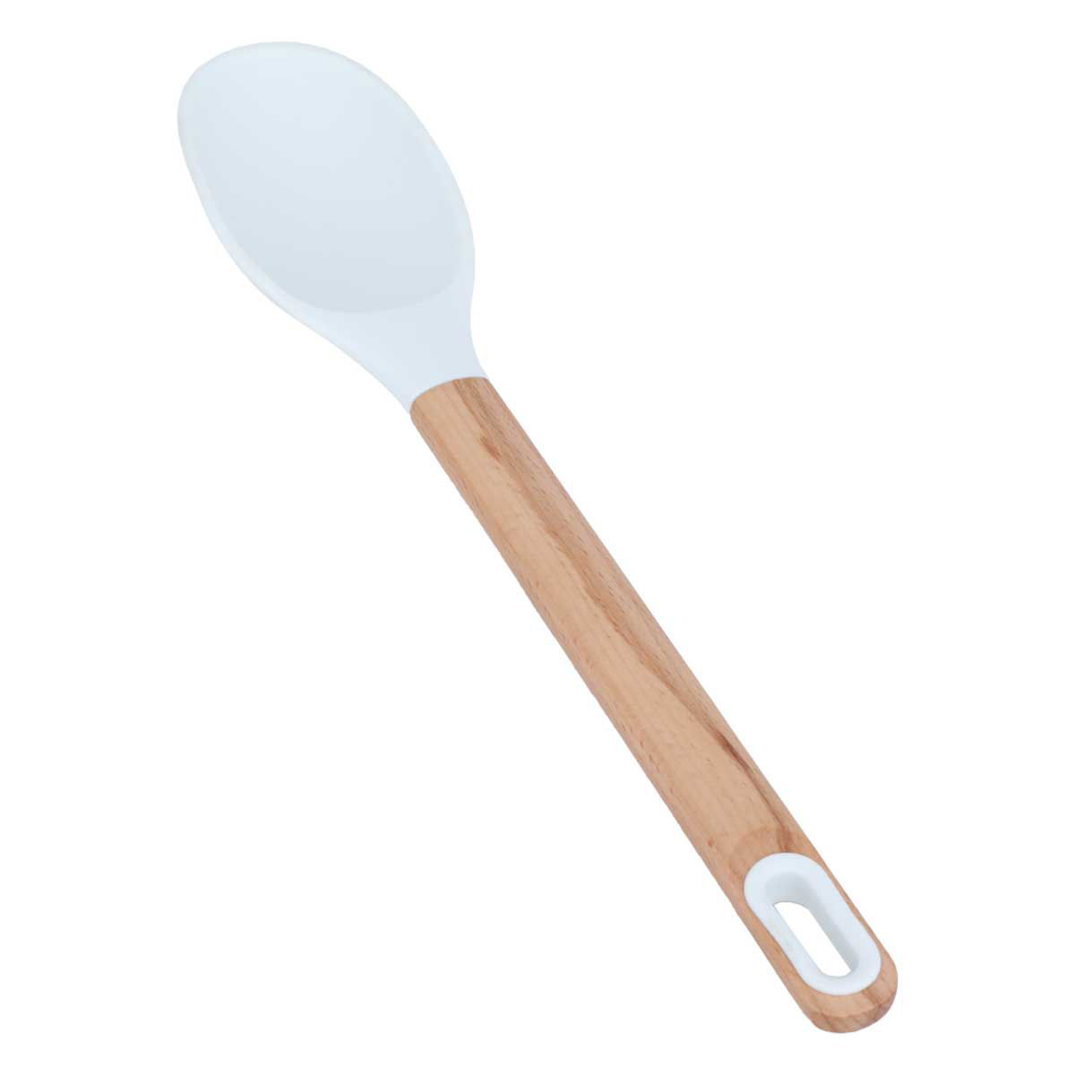 Al Saif Gallery Silicone Serving Spoon, Wooden Handle - White product image 2