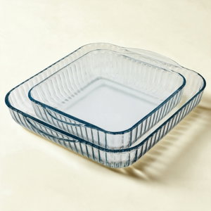 طقم صواني فرن بوركم زجاج باشاباتشى، قطعتين، مربعة - شفاف product image