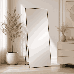 مراية ستاند زجاج، 180×70 سم، ستاند معدن - اسود product image