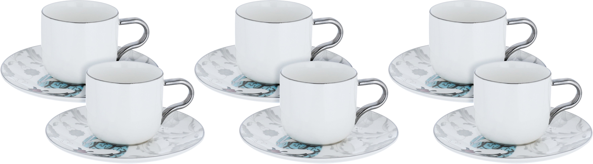 Al Saif Gallery Porcelain Coffee Cups Saucer Set, 12 Pieces, 100 Ml - White product image