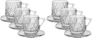 Al Saif Gallery glass tea cup set, with saucer, 12 pieces - transparent product image