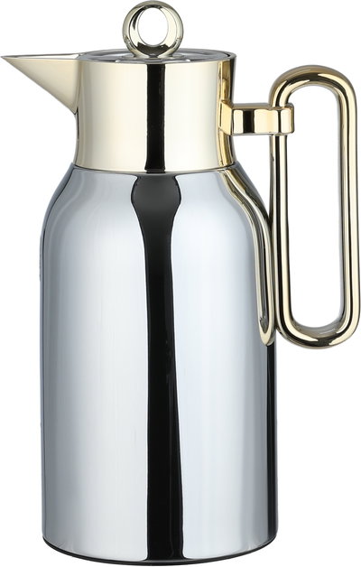 Al Saif Gallery Al Durra Thermos Set, 1/1 Liter, 2 Pieces, Glass Inner Container, Push Button, Gold-Silver Handle product image 6