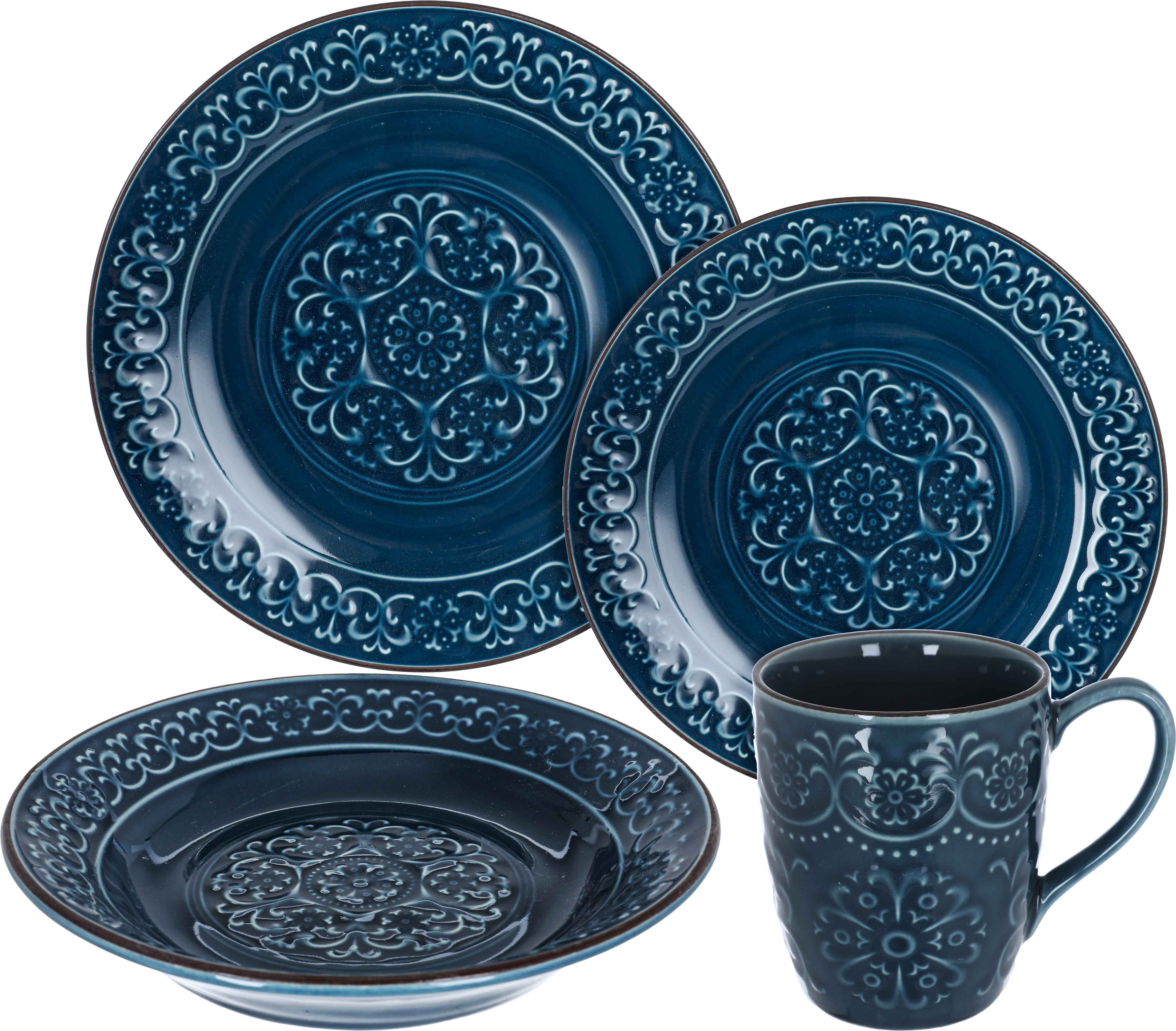 طقم صحون بورسلان تورست، 16 قطعة - أزرق غامق product image