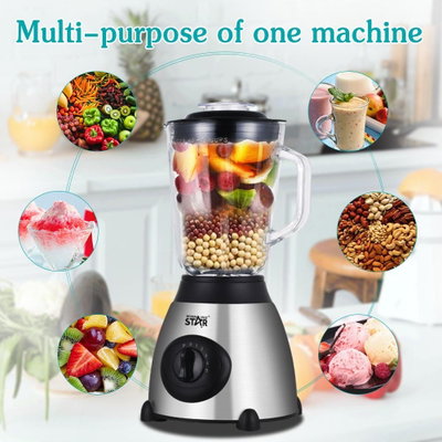 خلاط كهربائي ويننج ستار، 1.5 لتر، 350 واط، متعدد السرعات، ST-5572 - فضي اسود product image 4