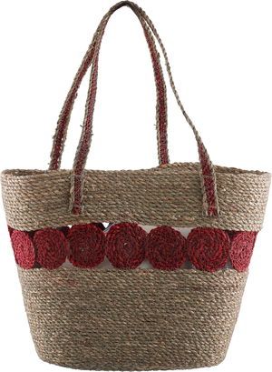 شنطة خوص السيف غاليري، 45x16x30 سم - بيج احمر product image