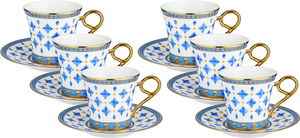 طقم فناجين قهوة تركي مع صحون بورسلان السيف غاليري، 12 قطعة - متعدد الالوان product image