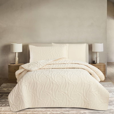 طقم لحاف بيزلي مايكروفايبر، 260x235 سم، نفرين، 6 قطع - كريمي product image 3