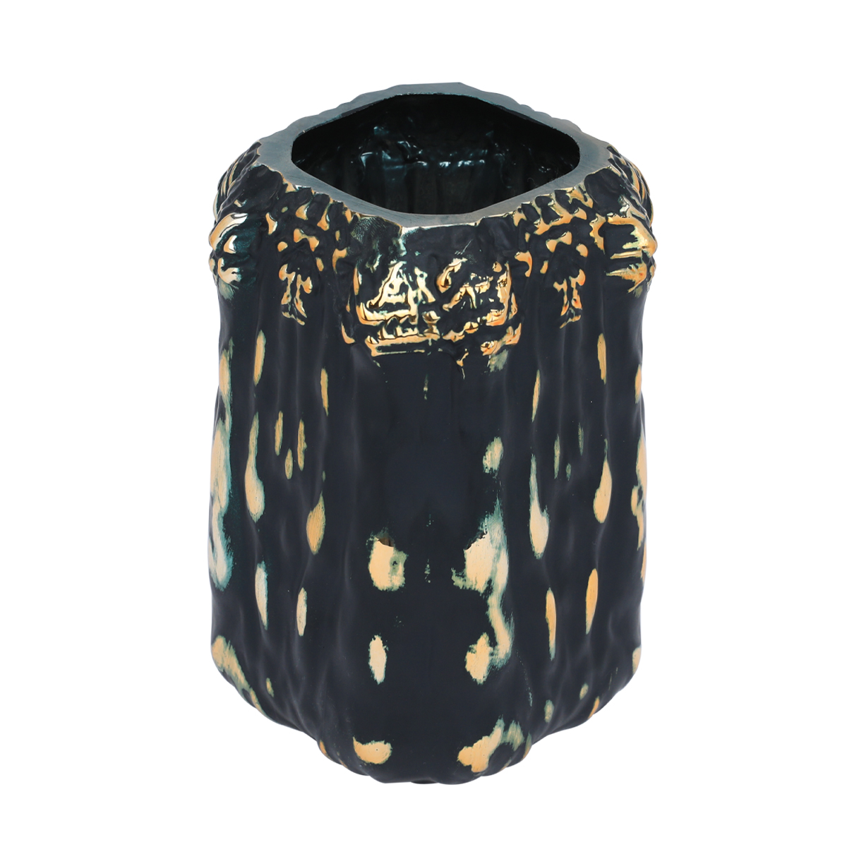فازة زجاج رواد العائلة، 14 × 25 سم - أسود / ذهبي product image 2
